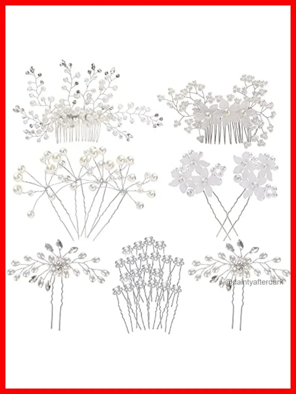 30-Piece Silver Hair Combs & Pins Set - Rhinestone Pearl Wedding Bridal Hair